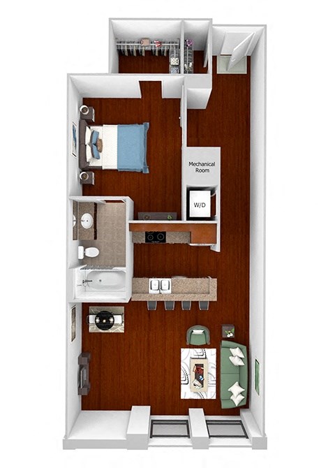 Main 3 Downtown - A2 (Flats) - 1bed/1 bath - 3D